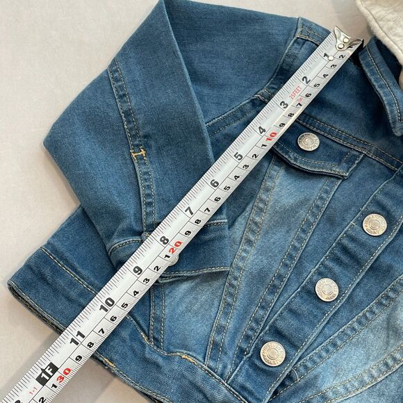 ~ 7 For All Mankind 2T Jean Jacket Kids Hood Layered Snaps Long Sleeve *FLAW - Picture 6 of 14